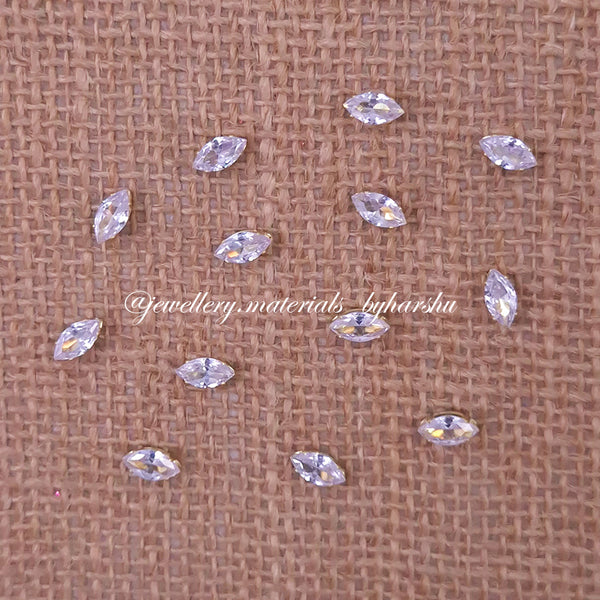 4x8MM Eye AD Clip Stone White with Gold Base (1 Piece) 