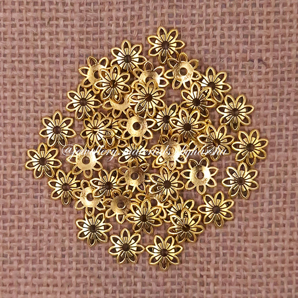 10MM Antique Gold Metal Flower Caps