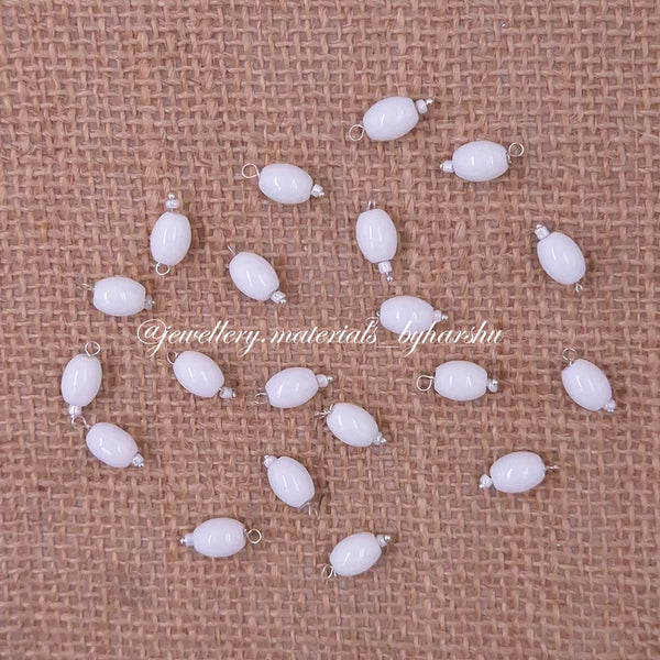 10MM Oval Hanging Beads (Matt White)
