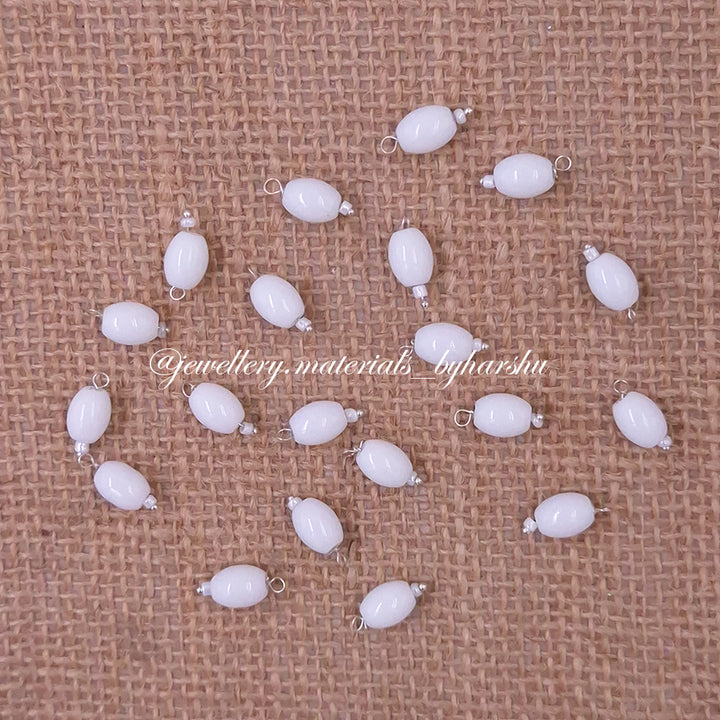 10MM Oval Hanging Beads (Matt White)