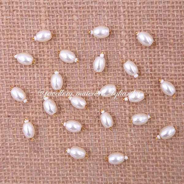 10MM Oval Hanging Beads (Half White Pearl)