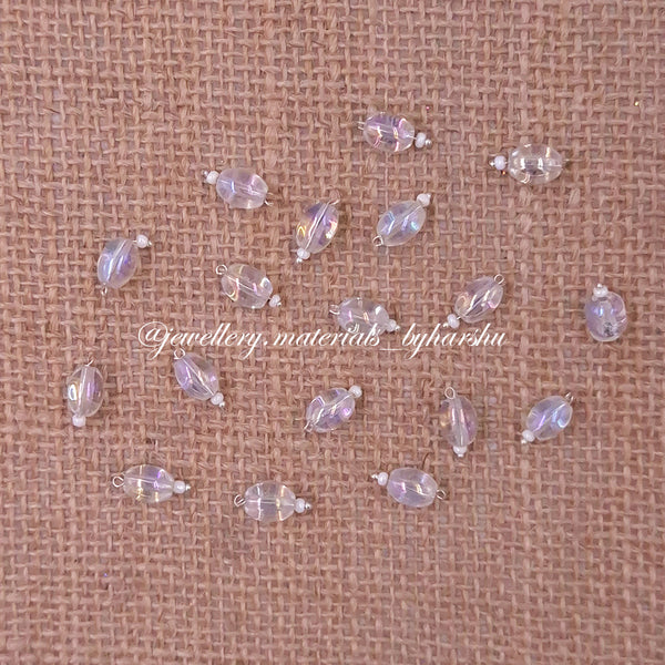 10MM Oval Hanging Beads (Transparent Glitter White)