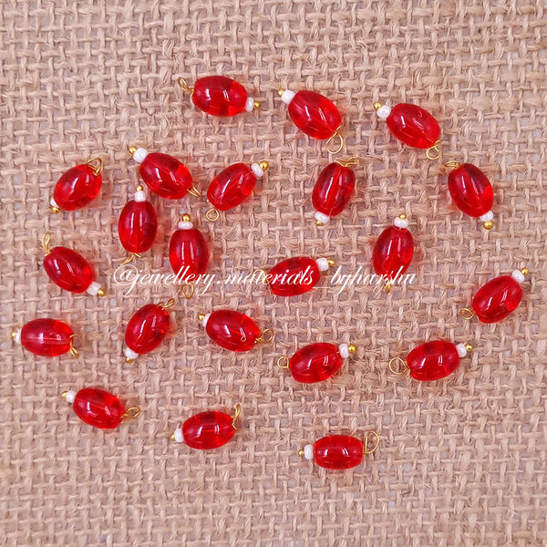 10MM Oval Hanging Beads(Red)