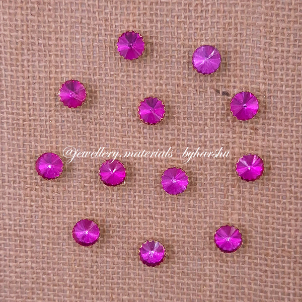 10MM Round Clip Stone - Dark Pink