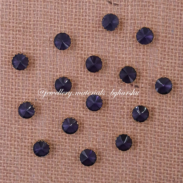10MM Round Clip Stone - Dark Purple