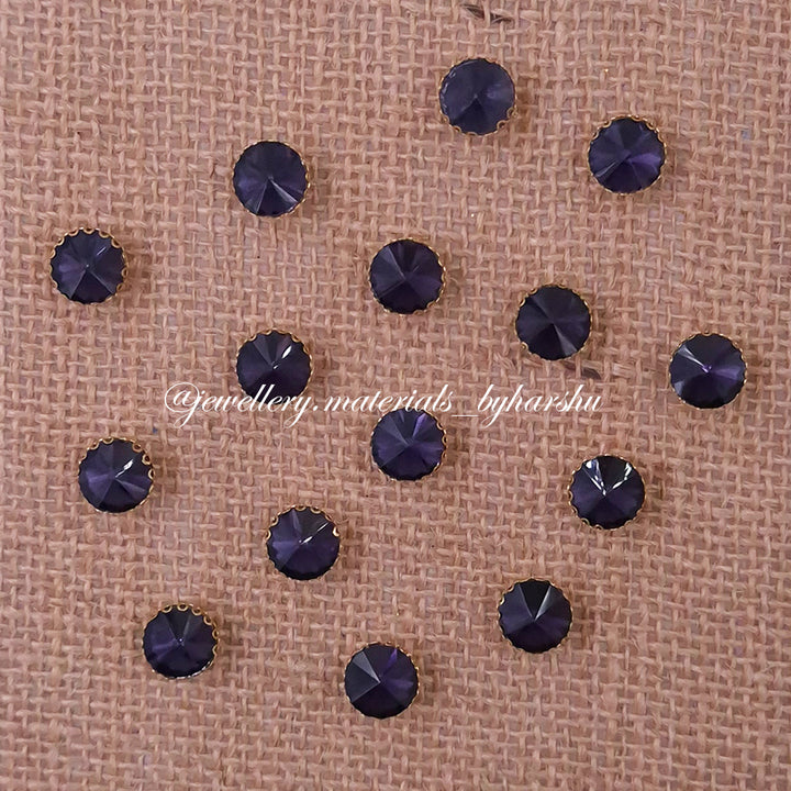 10MM Round Clip Stone - Dark Purple