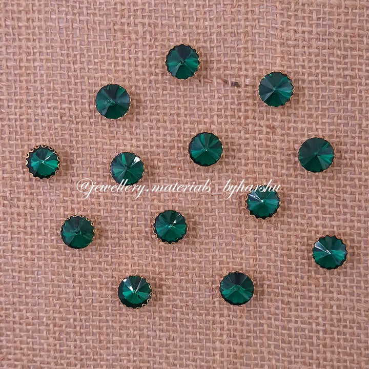 10MM Round Clip Stone - Dark Green