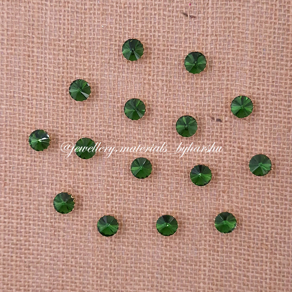 10MM Round Clip Stone - Leaf Green