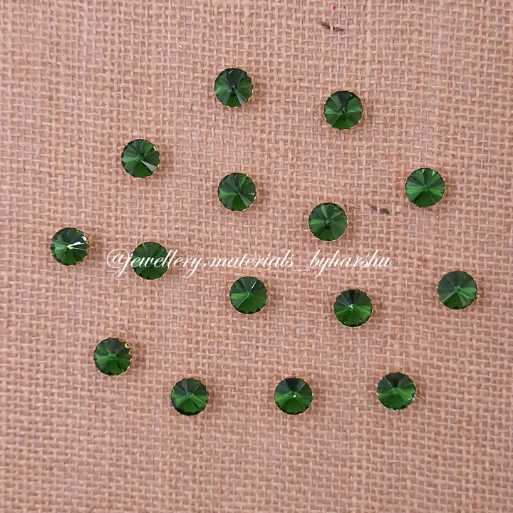 10MM Round Clip Stone - Leaf Green