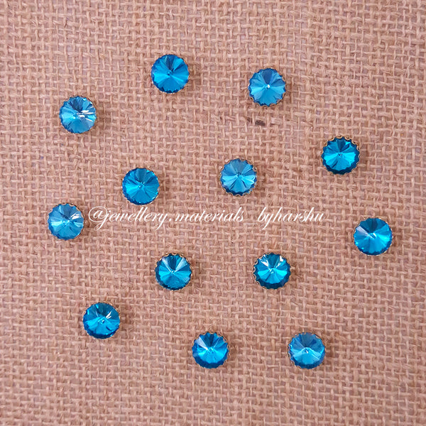 10MM Round Clip Stone - Light Blue
