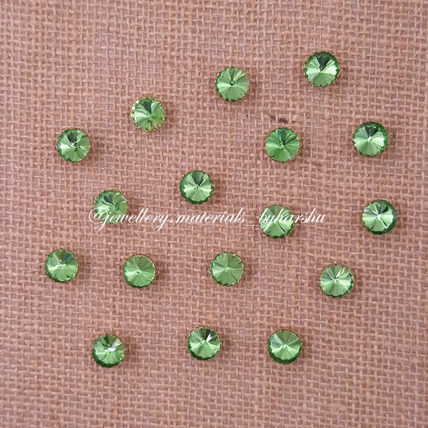 10MM Round Clip Stone - Light Green