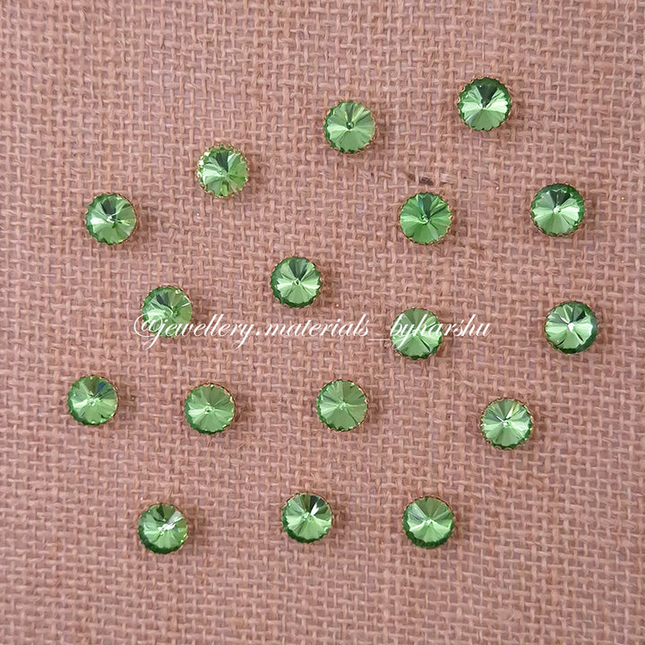 10MM Round Clip Stone - Light Green
