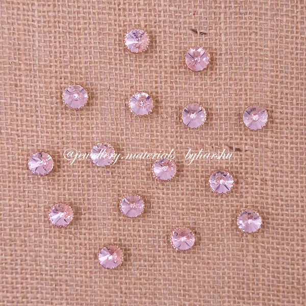 10MM Round Clip Stone - Light Pink