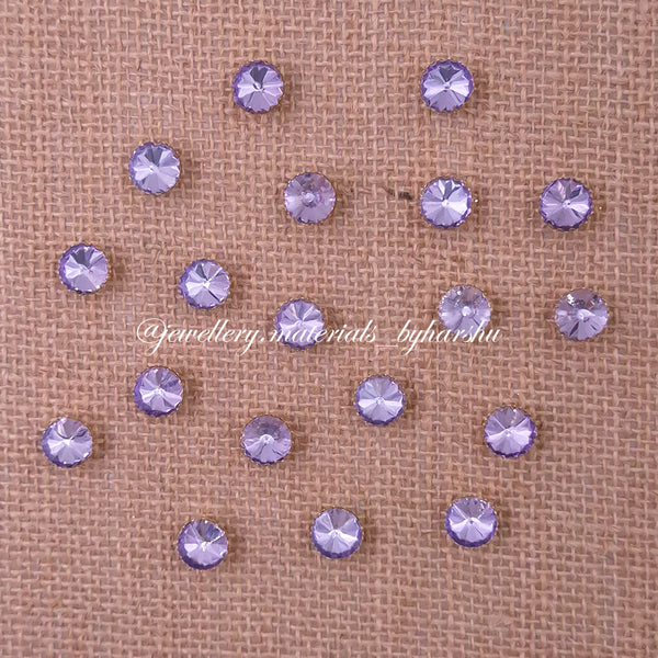 10MM Round Clip Stone - Light Purple