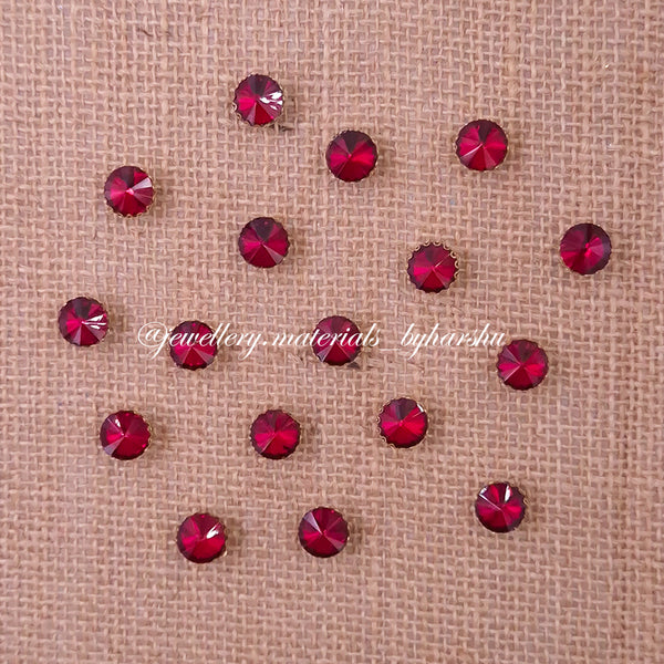 10MM Round Clip Stone - Maroon