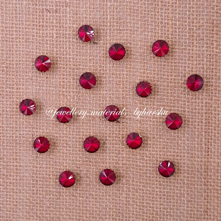 10MM Round Clip Stone - Maroon