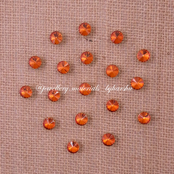 10MM Round Clip Stone - Orange