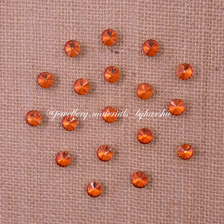 10MM Round Clip Stone - Orange