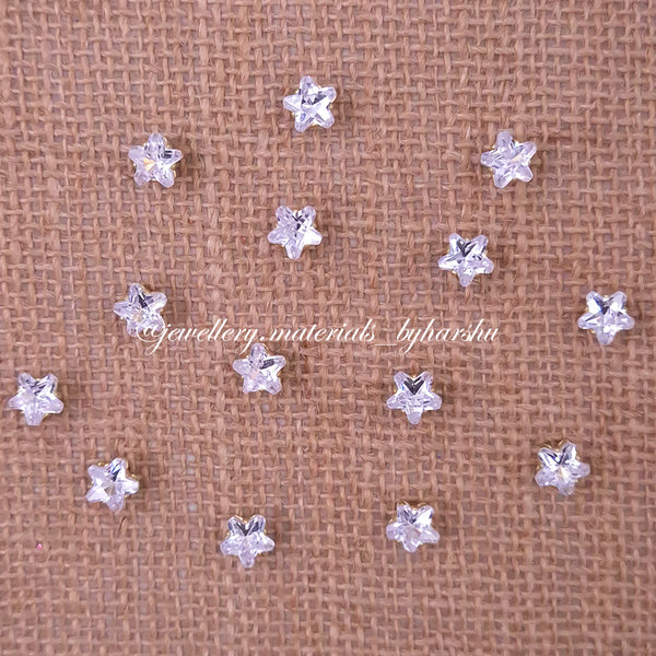 8MM Star AD Clip Stone White with Gold Base (1 Piece)
