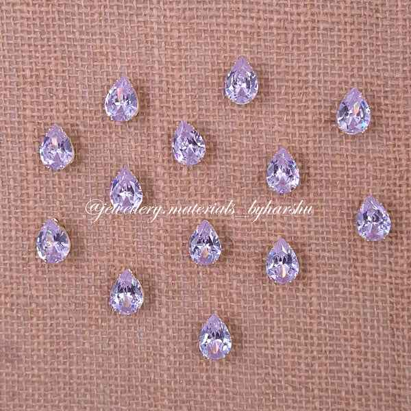 10x14MM Drop AD Clip Stone White with Gold Base (1 Piece)