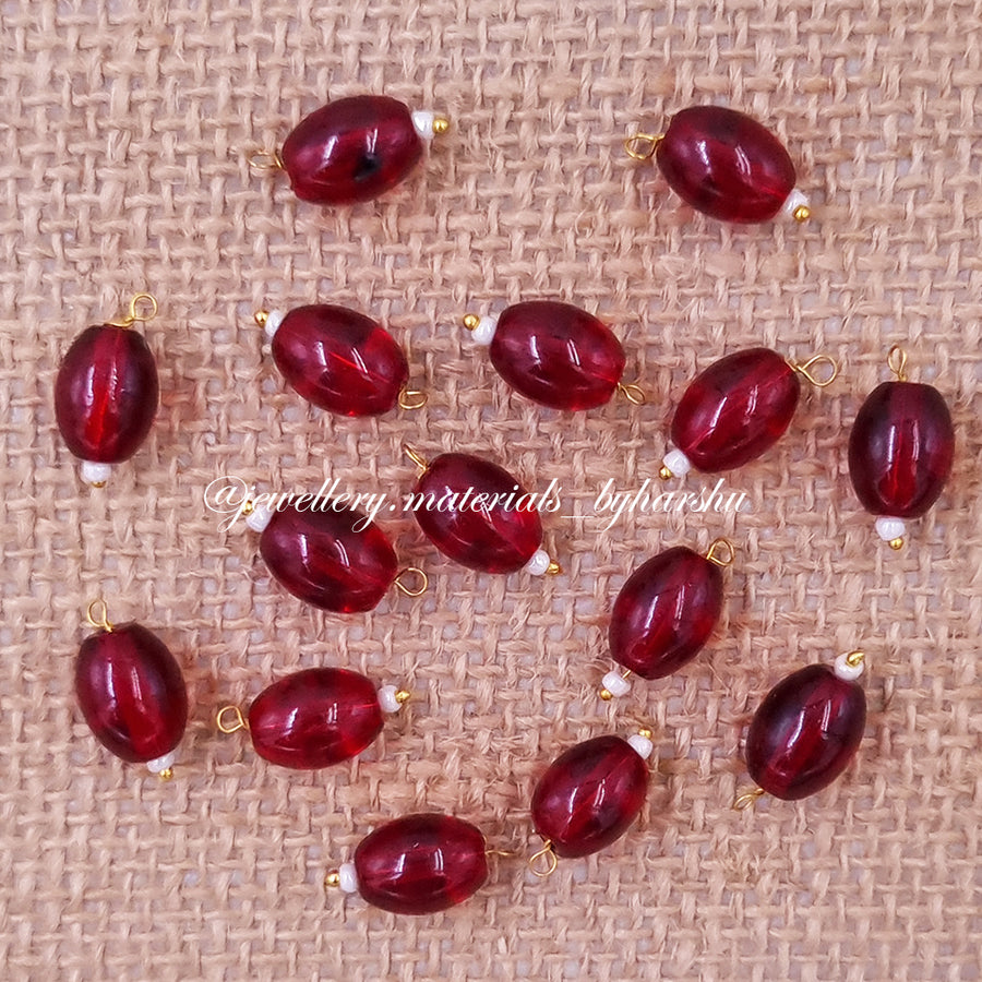 12MM Oval Hanging Beads (Maroon)
