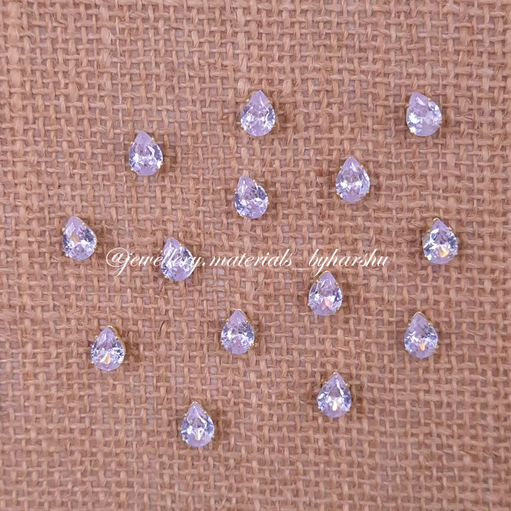 6x8MM Drop AD Clip Stone White with Gold Base (1 Piece)
