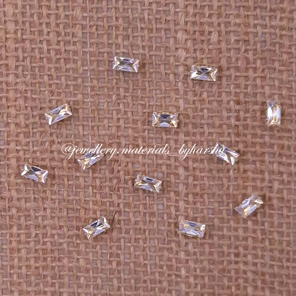 3x6MM Rectangle AD Clip Stone White with Gold Base (1 Piece) 