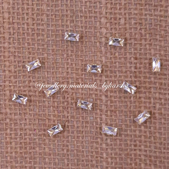 3x6MM Rectangle AD Clip Stone White with Gold Base (1 Piece) 
