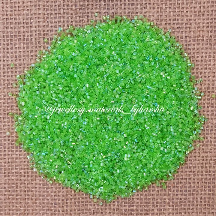 2MM Leaf Green Tube Beads