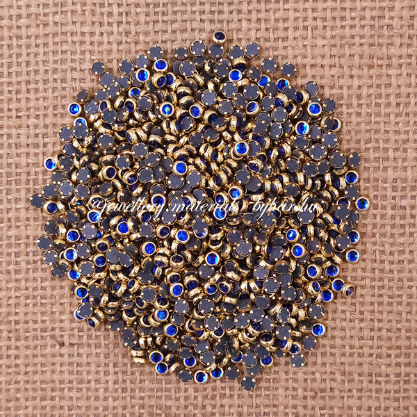 3mm Round Gloss Color Kundan - Dark Blue