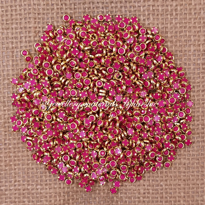 3mm Round Matt Color Kundan - Dark Pink