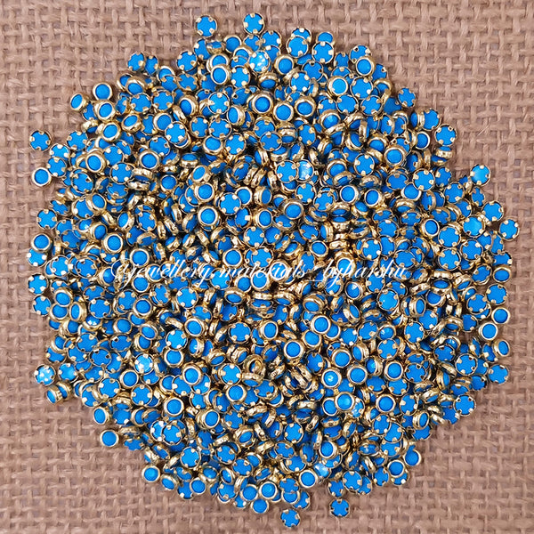 3mm Round Matt Color Kundan - Light Blue