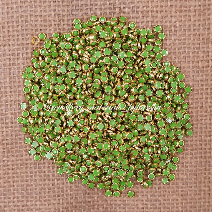 3mm Round Matt Color Kundan - Light Green