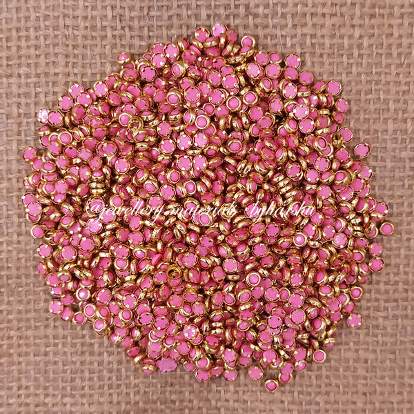 3mm Round Matt Color Kundan - Light Pink