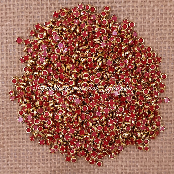 3mm Round Matt Color Kundan - Maroon