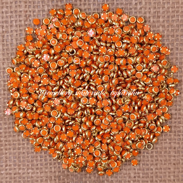 3mm Round Matt Color Kundan - Orange