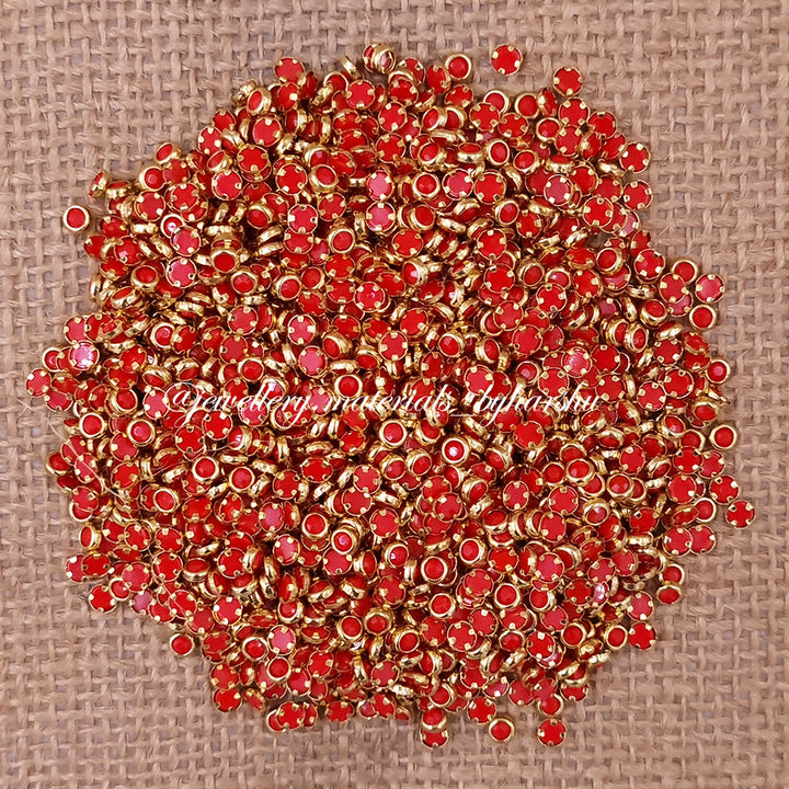 3mm Round Matt Color Kundan - Red