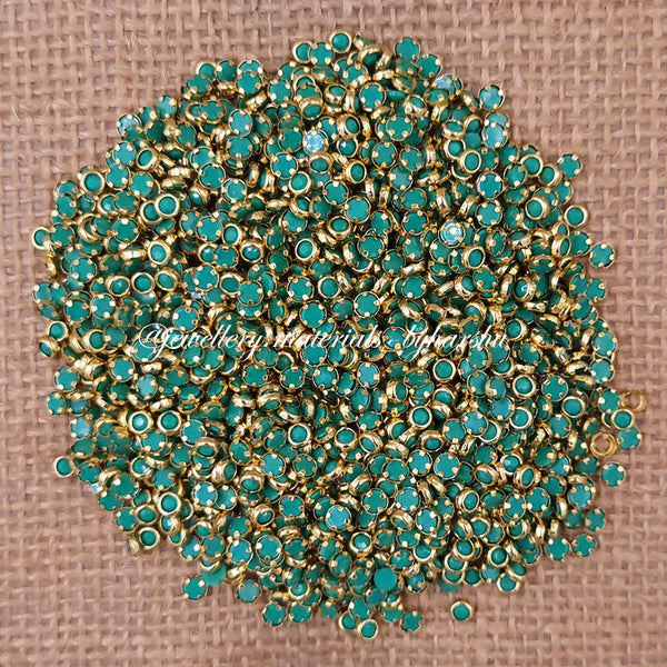 3mm Round Matt Color Kundan - Teal Blue (Color May Vary)