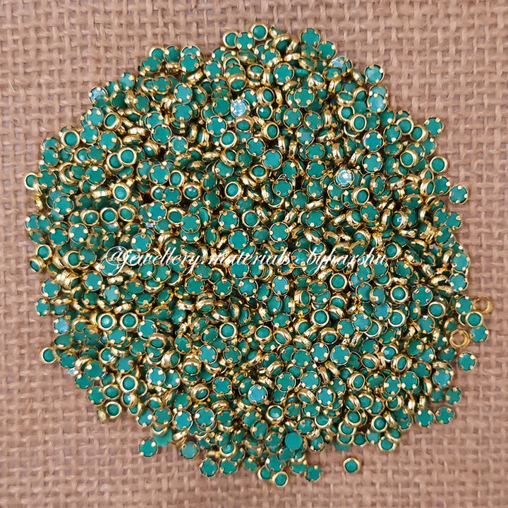 3mm Round Matt Color Kundan - Teal Blue (Color May Vary)