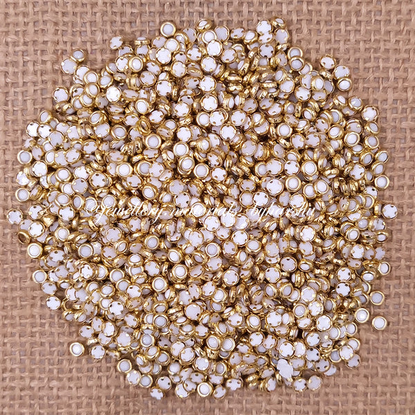 3mm Round Matt Color Kundan - White