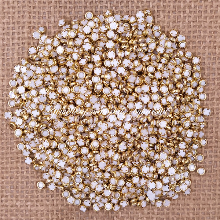 3mm Round Matt Color Kundan - White