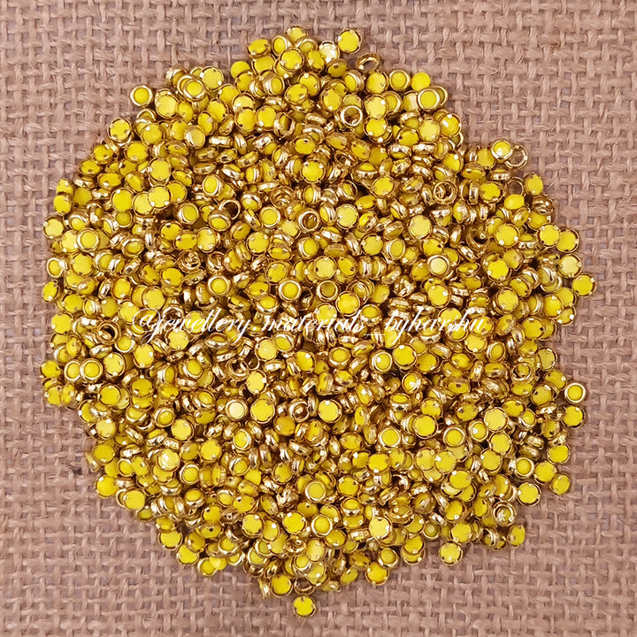 3mm Round Matt Color Kundan - Yellow