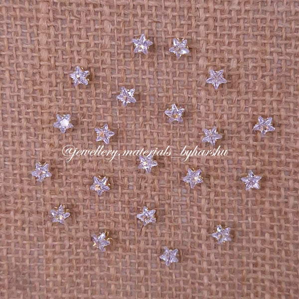 5MM Star AD Clip Stone White with Gold Base (1 Piece)