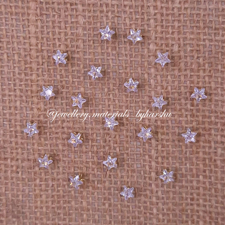 5MM Star AD Clip Stone White with Gold Base (1 Piece)