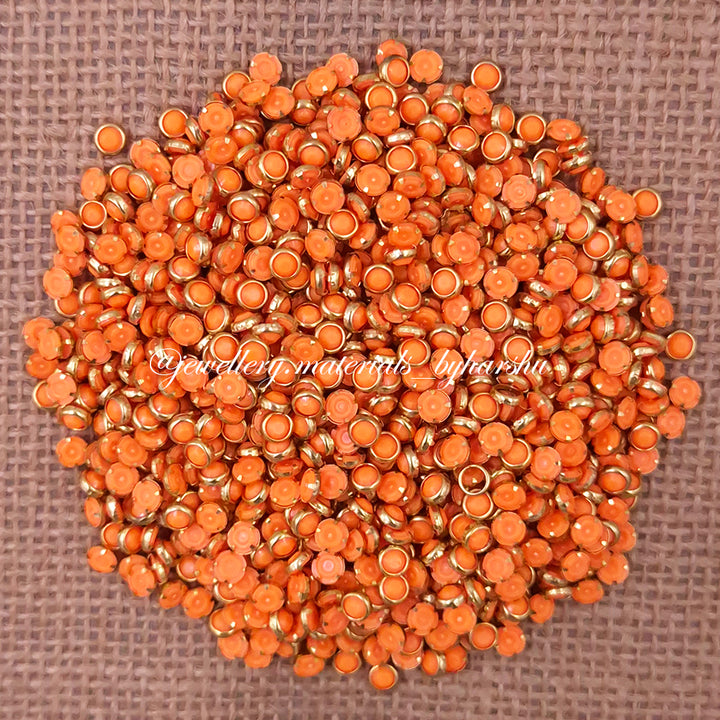 4mm Round Matt Color Kundan - Light Orange
