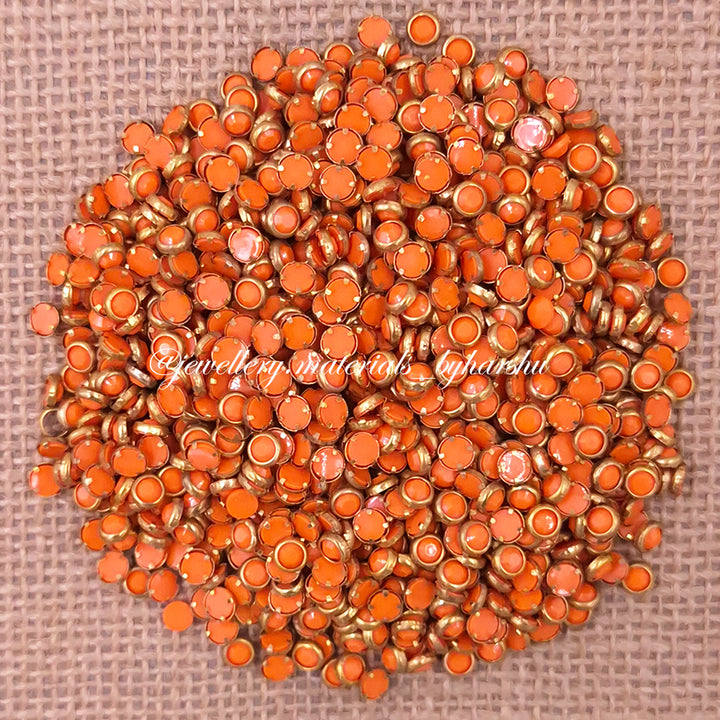 4mm Round Matt Color Kundan - Orange