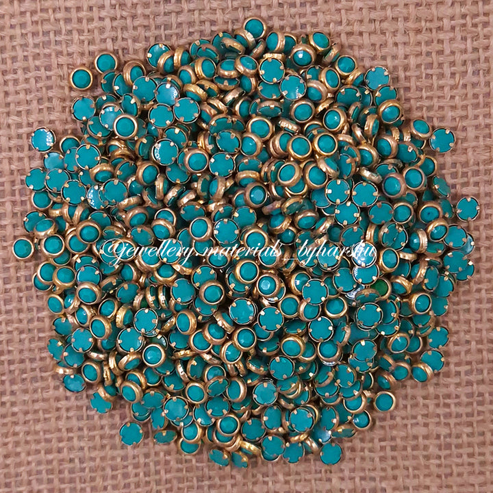 4mm Round Matt Color Kundan - Teal Blue