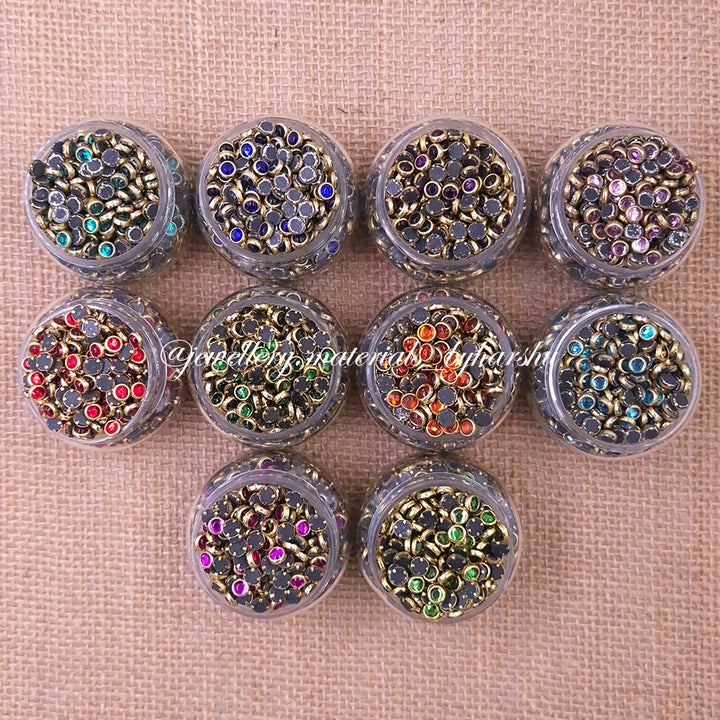 4MM Round Gloss Color Kundan - 10 Random Colors