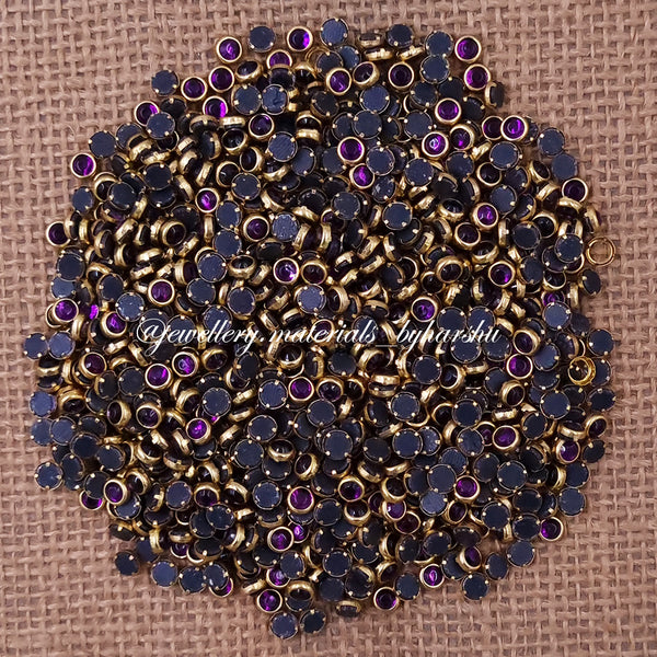 4mm Round Gloss Color Kundan - Dark Purple