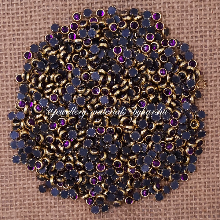 4mm Round Gloss Color Kundan - Dark Purple